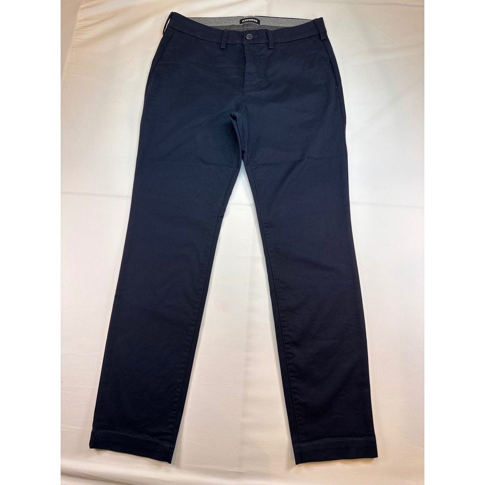 Express Hyper Stretch Skinny Chino Pants Mens 29x30 Navy Blue Casual Trousers